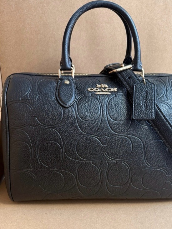 Coach Handbags - Coach Rowan Large Satchel Bag In Signature Leather CEW02 BLACK Gold NWT